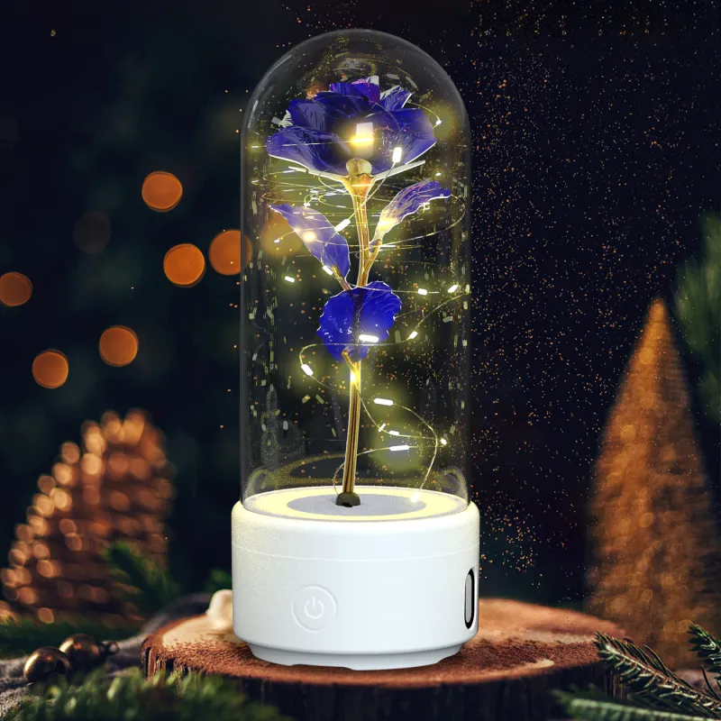 00bd9f1b-7f41-43f7-813a-63dc46a12d7c.webp Creative 2 In 1 Rose Flowers LED Light And Bluetooth-compatible Speaker Valentine's Day Gift Rose Luminous Night Light Ornament In Glass Cover - Image 3