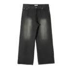 WASHED BLACK WIDE STRAIGHT DENIM JEANS - Image 2