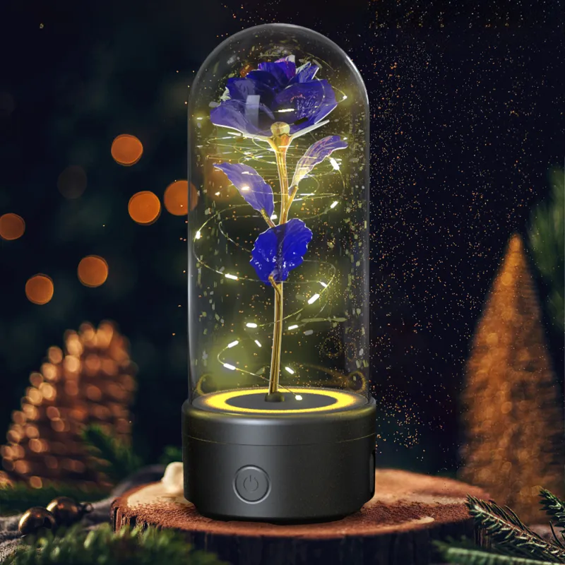 2272a453-3e1e-41e0-a708-966108150cfb.webp Creative 2 In 1 Rose Flowers LED Light And Bluetooth-compatible Speaker Valentine's Day Gift Rose Luminous Night Light Ornament In Glass Cover - Image 8
