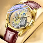 Men Watch Skeleton Automatic Quartz Watch Gold Skeleton Vintage Man Watch Mens Watches Top Brand Luxury - Image 3