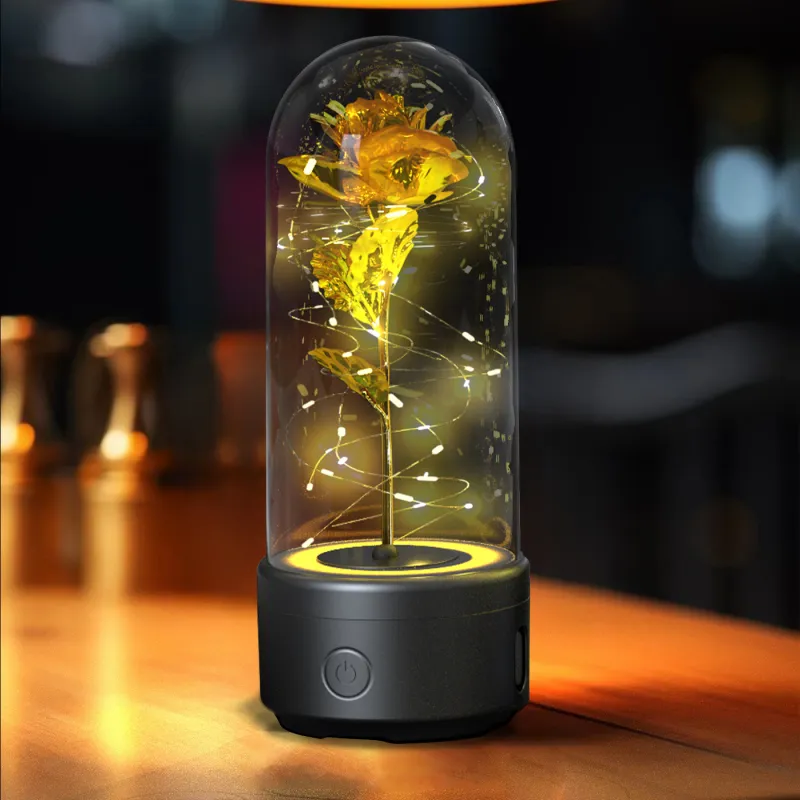 4f322a61-2ba0-43b9-b8ee-8c8278f9be63.webp Creative 2 In 1 Rose Flowers LED Light And Bluetooth-compatible Speaker Valentine's Day Gift Rose Luminous Night Light Ornament In Glass Cover - Image 7