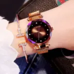 Rose Gold Starry Sky Diamond Womens Watch Waterproof Fashion Wristwatch