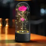 Creative 2 In 1 Rose Flowers LED Light And Bluetooth-compatible Speaker Valentine's Day Gift Rose Luminous Night Light Ornament In Glass Cover - Image 6